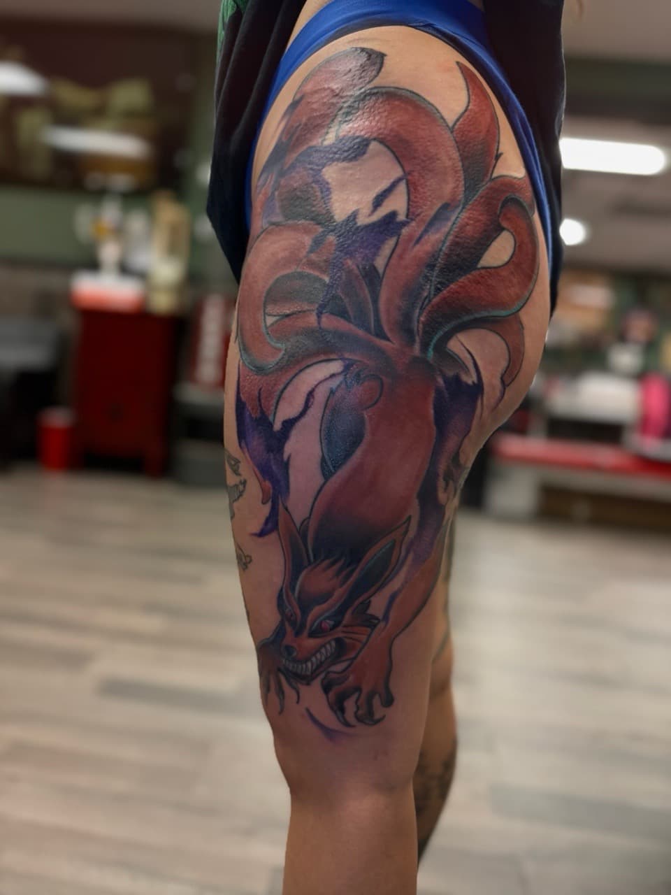 Anime + Pop Culture fox tattoo on Thigh by Radtattoo on TattMe