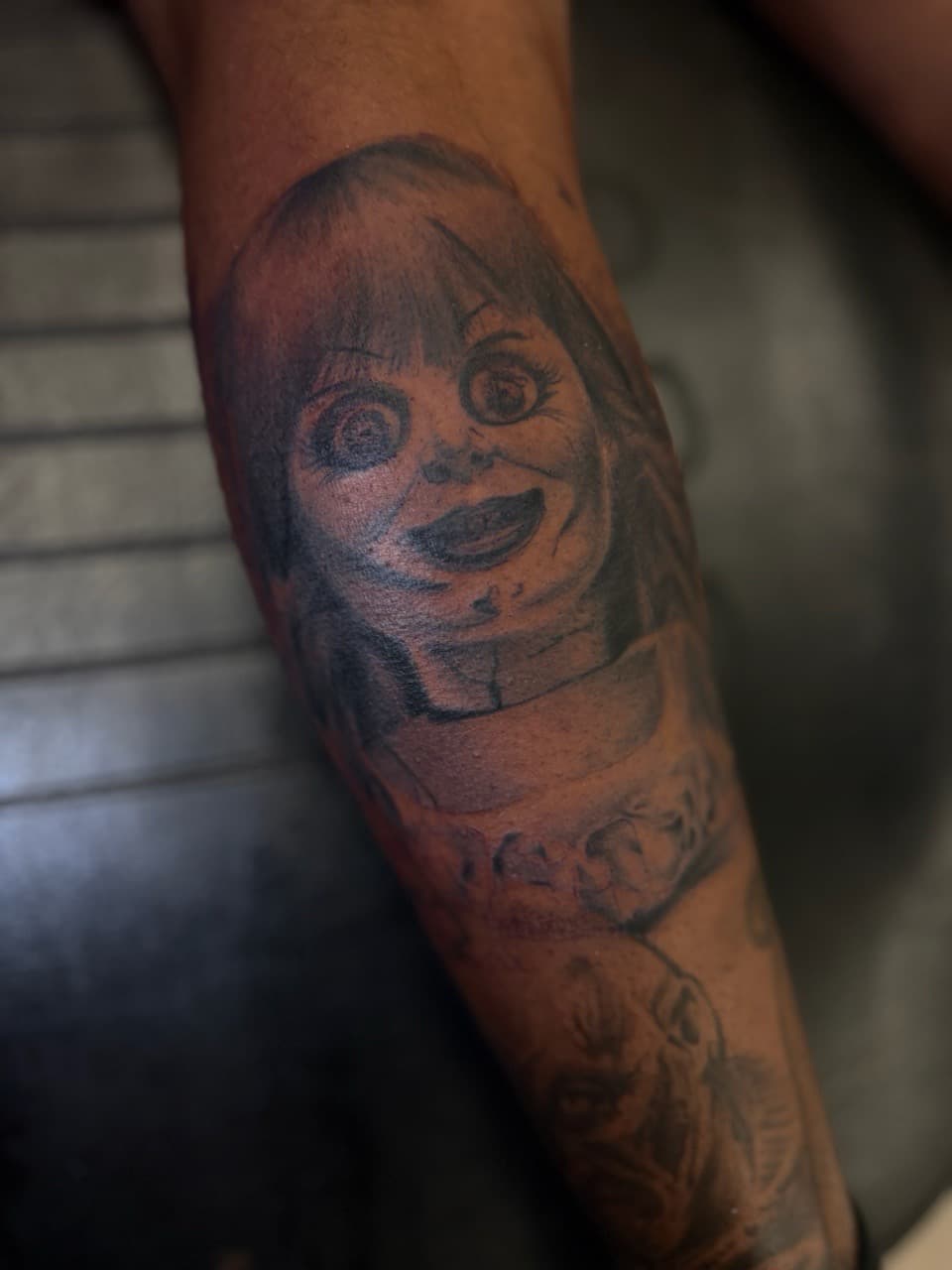 Black & Grey + Realism annabelle tattoo on Forearm by Radtattoo on TattMe
