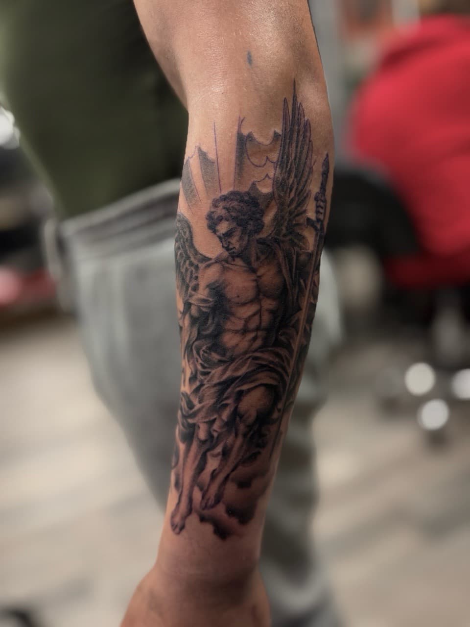 Black & Grey + Realism angel tattoo on Forearm by Radtattoo on TattMe