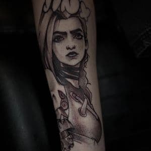 Black & Grey + Illustrative league of legends tattoo on Calf by Radtattoo on TattMe