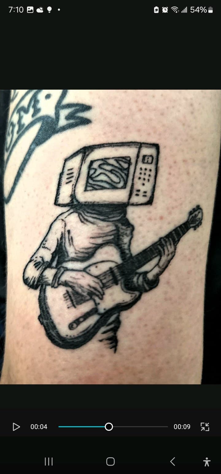 Black & Grey + Illustrative microwave tattoo on Upper Arm by Selva_Tierra_Tattoos on TattMe
