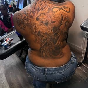 Black & Grey + Realism eagle tattoo on Upper Back by Christopher_Ink on TattMe
