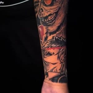 Anime + Black & Grey ryuk tattoo on Forearm by Christopher_Ink on TattMe