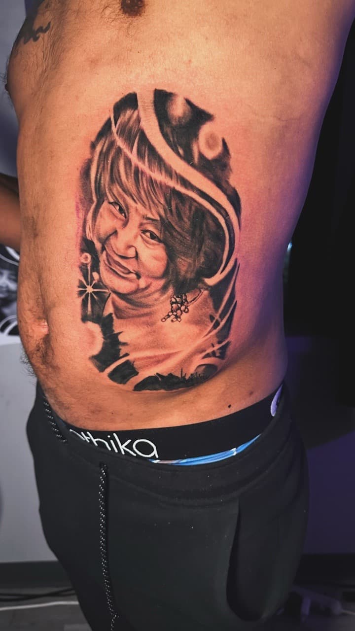 Realism + Black & Grey woman tattoo on Side (Torso) by Christopher_Ink on TattMe