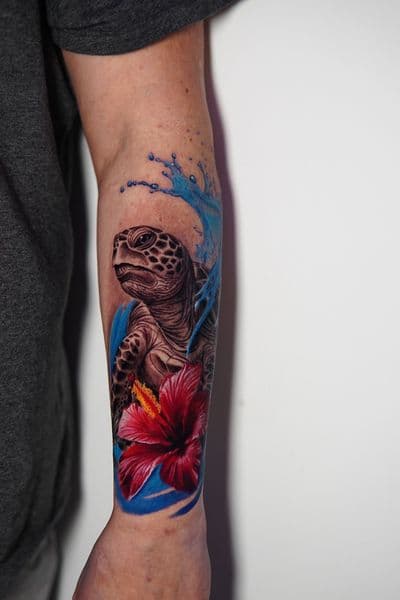 Realism + Color sea turtle tattoo on Forearm by Moe_Tatts on TattMe