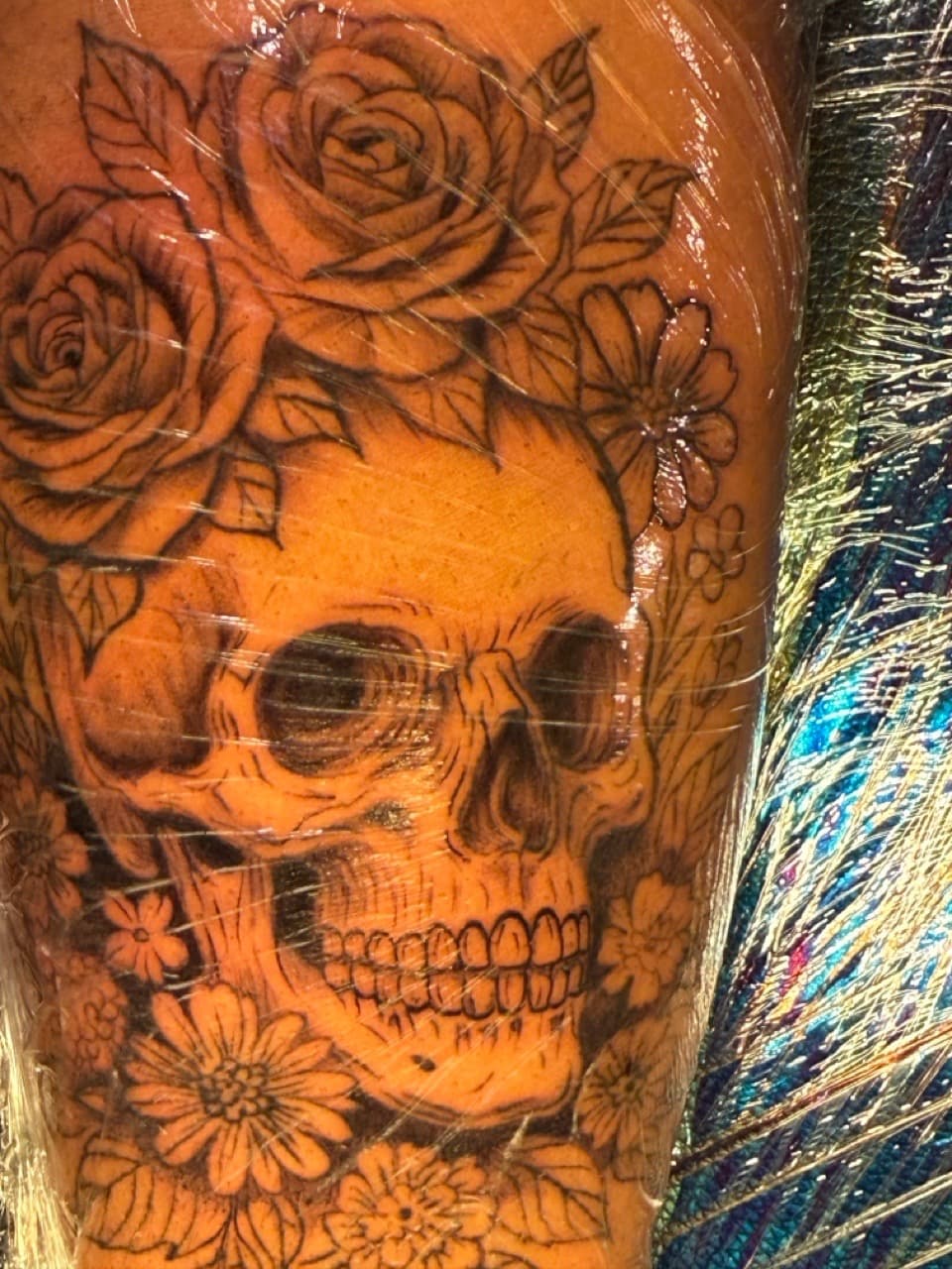 Line-work + Illustrative skull tattoo on Calf by King_Chaka_Roots on TattMe