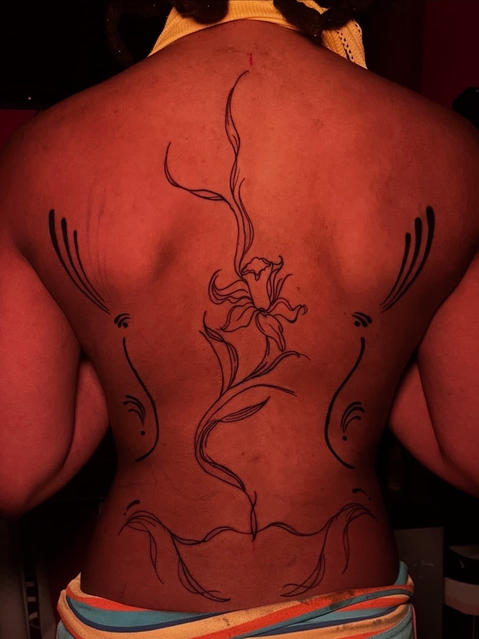 Fine Line + Floral flower tattoo on Upper Back by Anita_Tattoo on TattMe