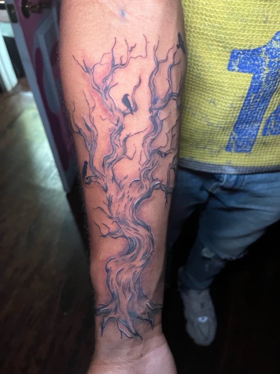 Black-work + Illustrative branches tattoo on Forearm by Anita_Tattoo on TattMe