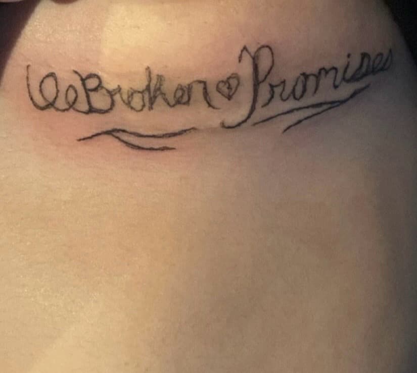 Lettering + Script words tattoo on Neck (Back) by Dough_Girls_Inks on TattMe