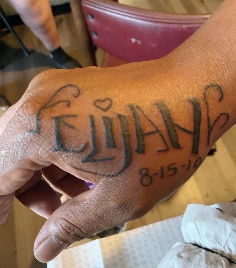 Lettering + Script name tattoo on Hand by Dough_Girls_Inks on TattMe