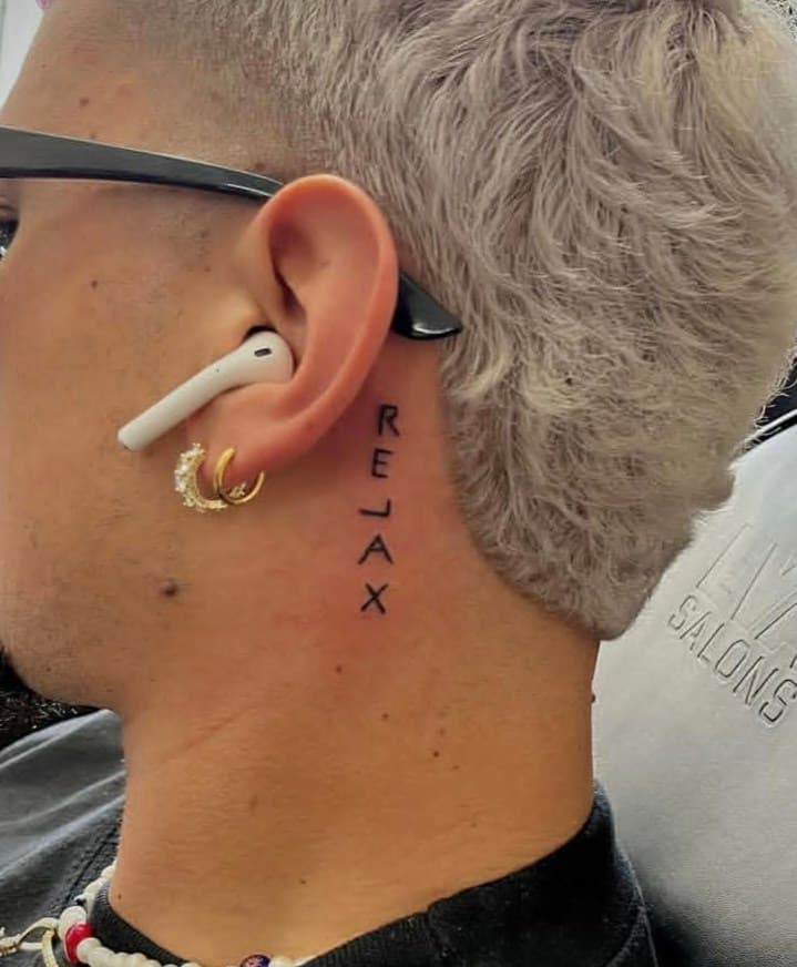 Lettering + Script word tattoo on Neck (Side) by Cay_Tattoos on TattMe