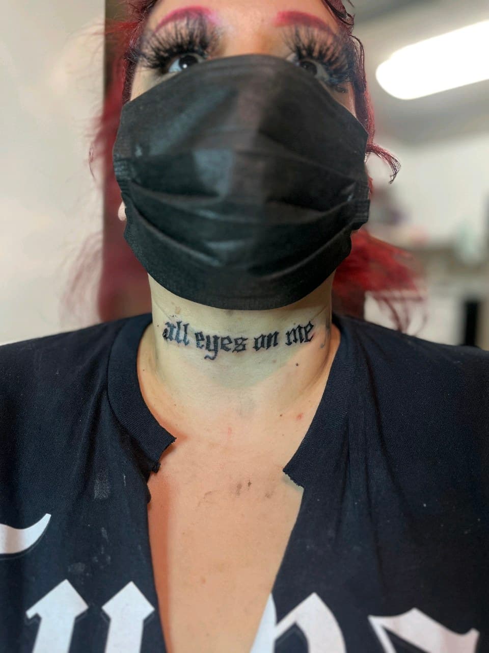 Lettering + Script quote tattoo on Neck (Front) by Cay_Tattoos on TattMe