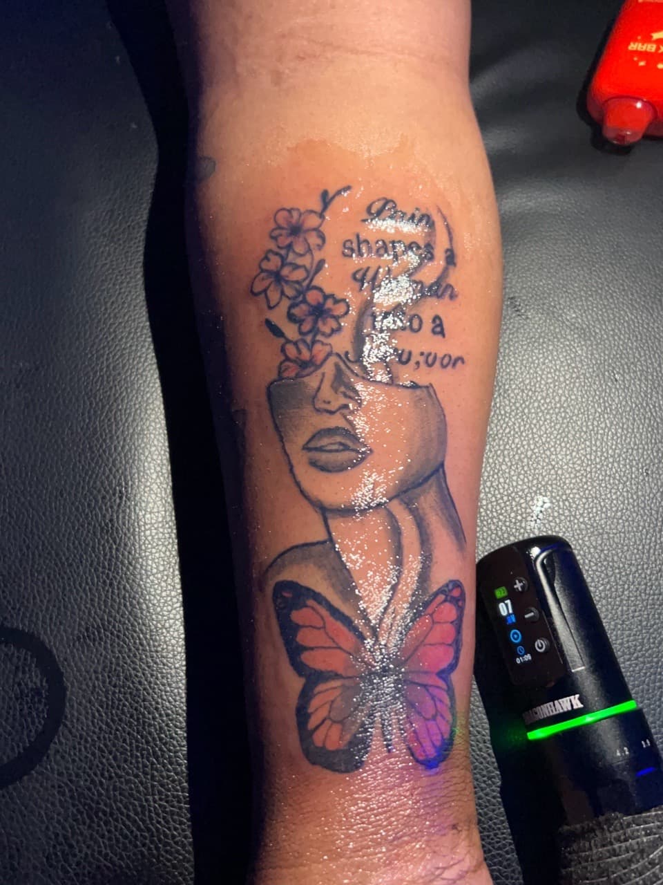 Illustrative + Lettering flowers tattoo on Forearm by inkbynyyair on TattMe