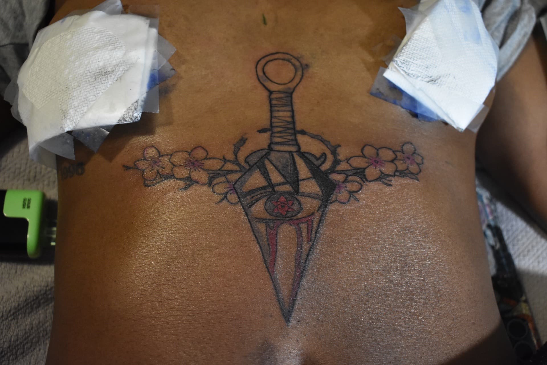 Anime + Illustrative dagger tattoo on Sternum by VonTattz on TattMe