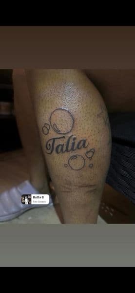 Lettering + Script name tattoo on Calf by TeezTalent on TattMe