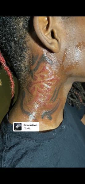 Tribal + Black-work abstract tattoo on Neck (Side) by TeezTalent on TattMe