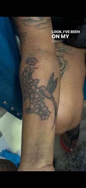 Black & Grey hummingbird tattoo on Forearm by TeezTalent on TattMe