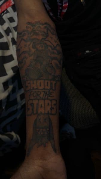 Black & Grey + Illustrative cartoon character tattoo on Forearm by TeezTalent on TattMe