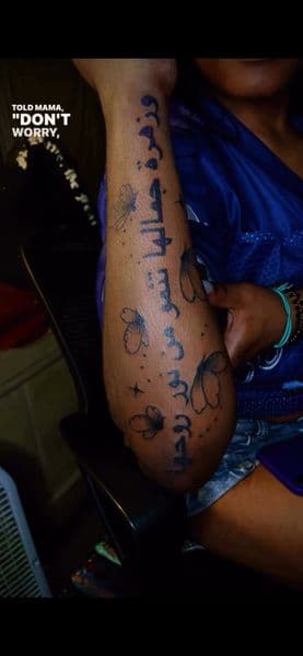 Lettering + Black-work script tattoo on Forearm by TeezTalent on TattMe