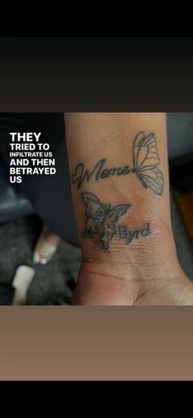 Fine Line + Script butterfly tattoo on Wrist by TeezTalent on TattMe