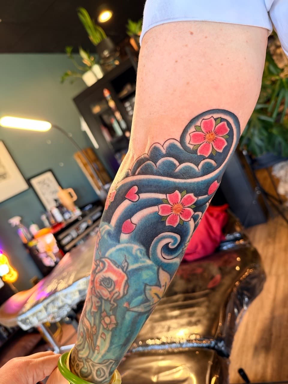 Japanese + Color cherry blossoms tattoo on Forearm by Tattoos_by_Nicci on TattMe