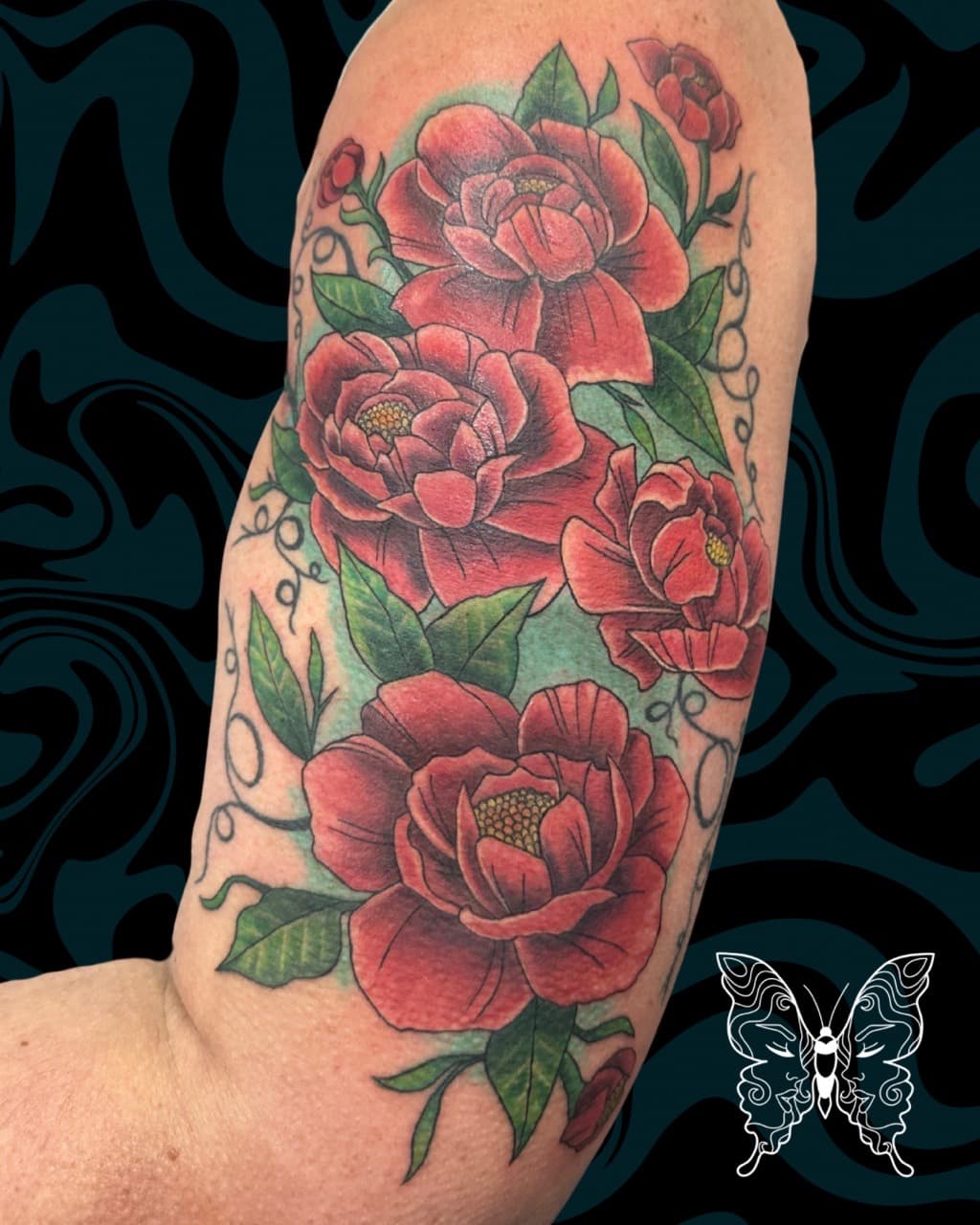 Floral + Color flowers tattoo on Upper Arm by Tattoos_by_Nicci on TattMe