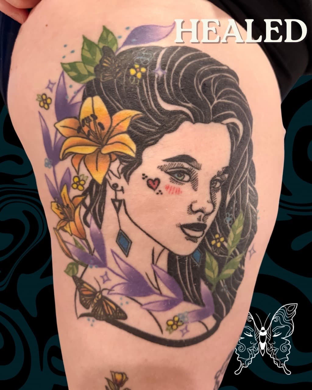 Neo-Traditional + Illustrative woman tattoo on Thigh by Tattoos_by_Nicci on TattMe