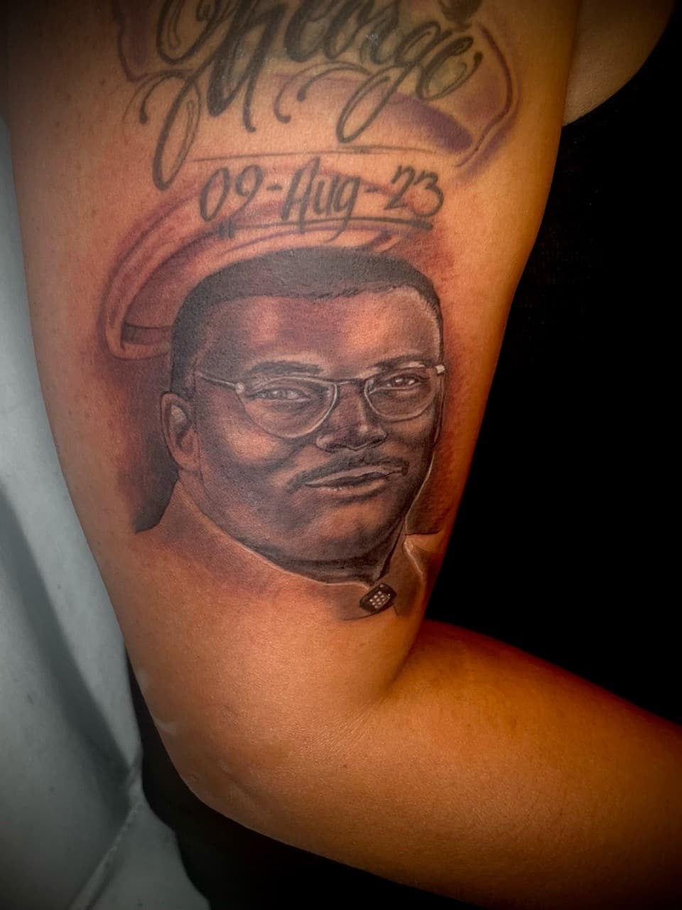 Black & Grey + Realism man tattoo on Upper Arm by Moeinkk on TattMe