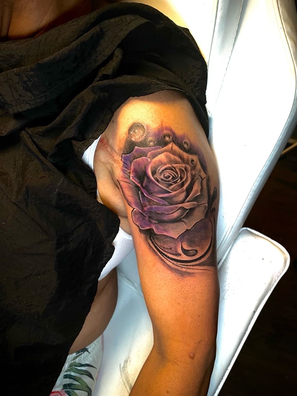 Floral + Realism rose tattoo on Upper Arm by Moeinkk on TattMe