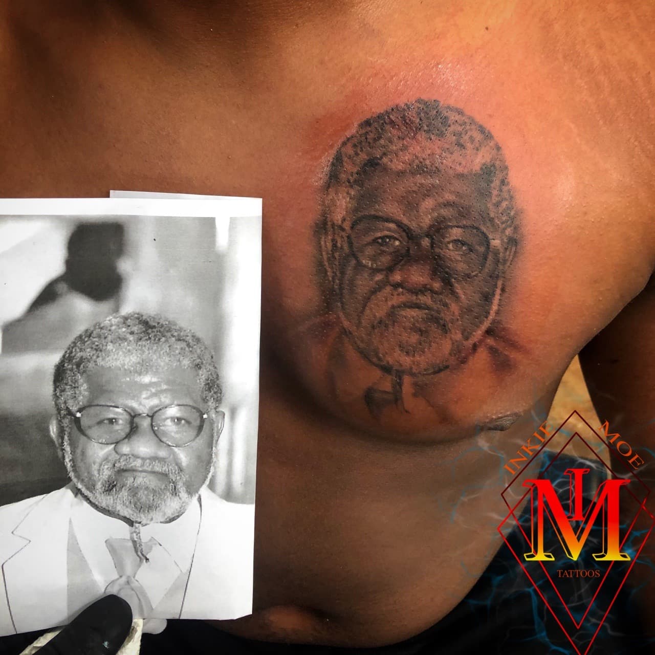 Portrait + Realism man tattoo on Chest by Moeinkk on TattMe