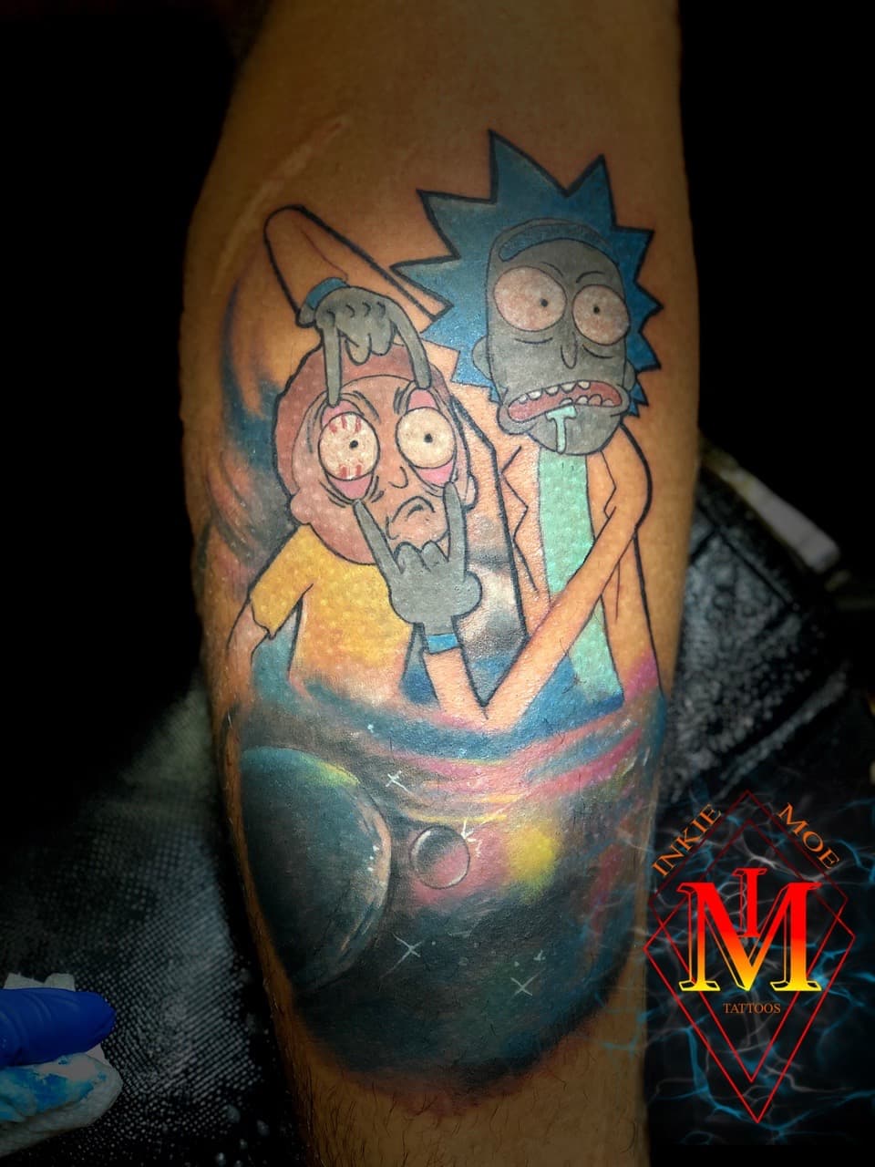 Pop Culture + Color rick tattoo on Calf by Moeinkk on TattMe