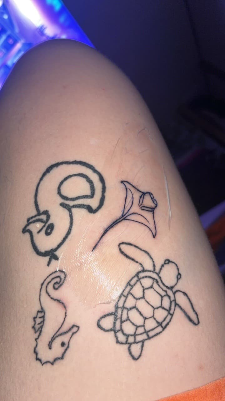 Line-work + Black-work bird tattoo on Thigh by addiesinkwork on TattMe