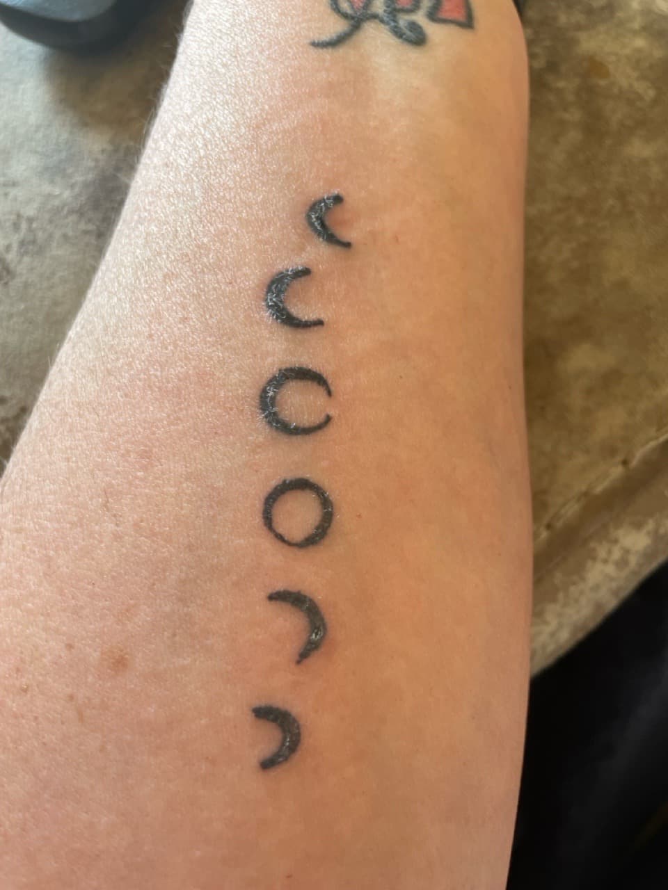 Minimalist + Black-work moons tattoo on Forearm by addiesinkwork on TattMe