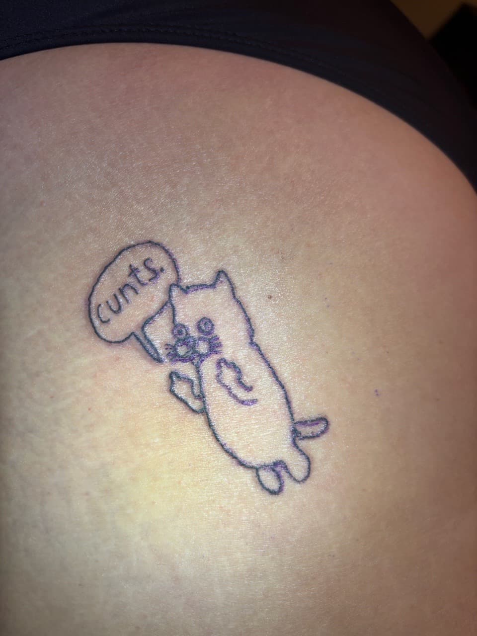 Fine Line + Minimalist cat tattoo on Hip by addiesinkwork on TattMe