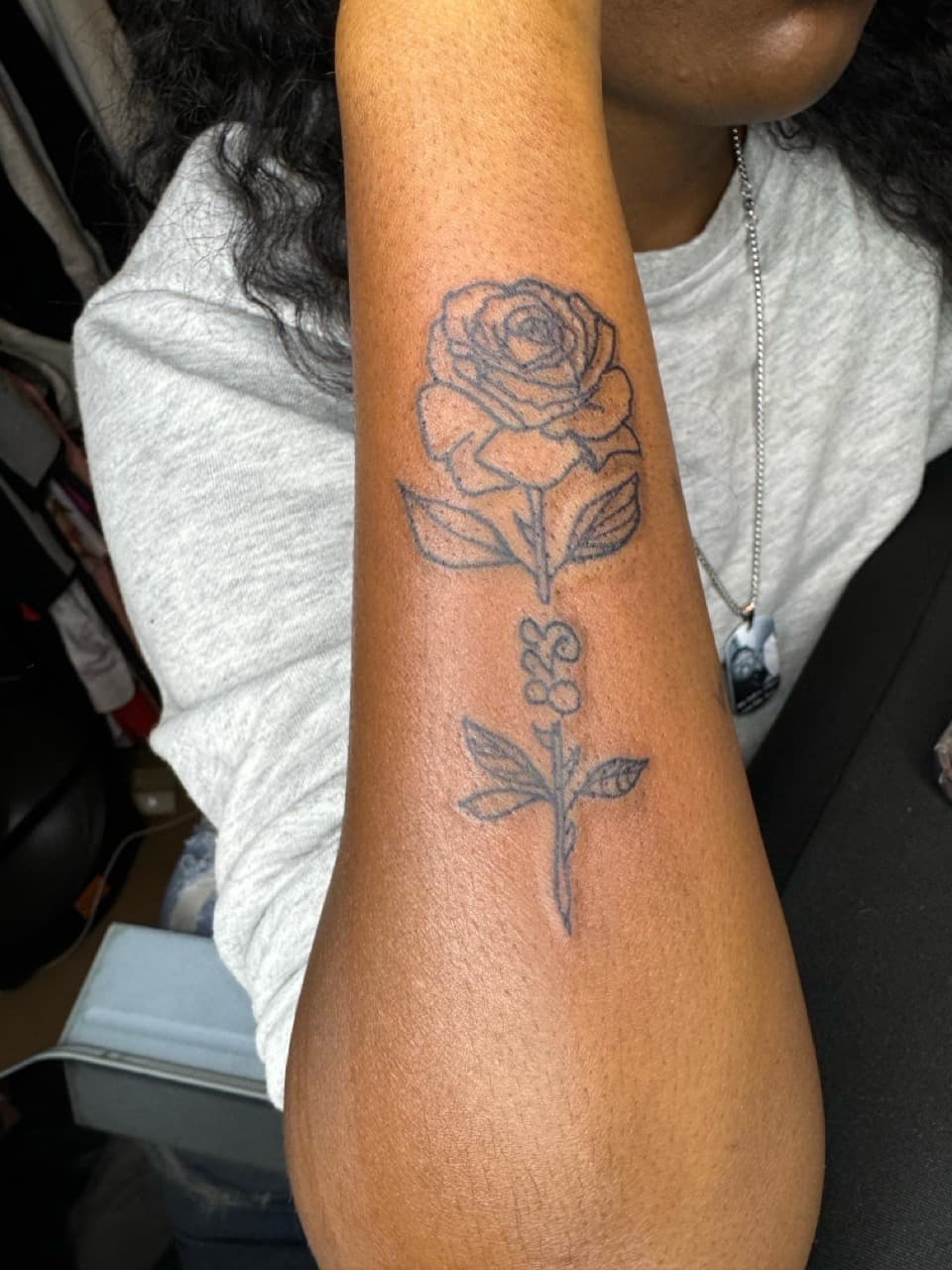 Fine Line + Floral rose tattoo on Forearm by InkByArtie on TattMe