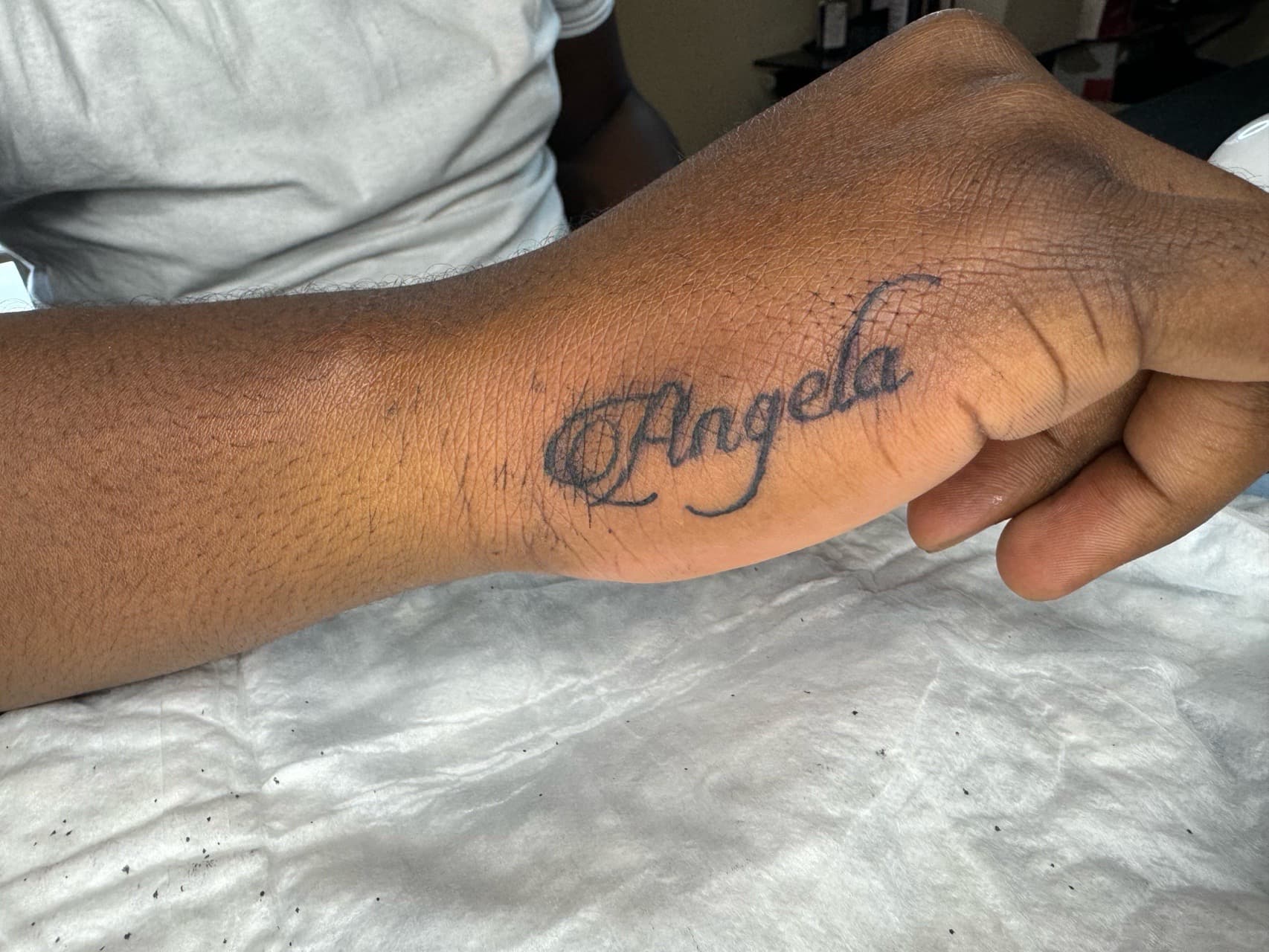 Lettering + Script name tattoo on Hand by InkByArtie on TattMe