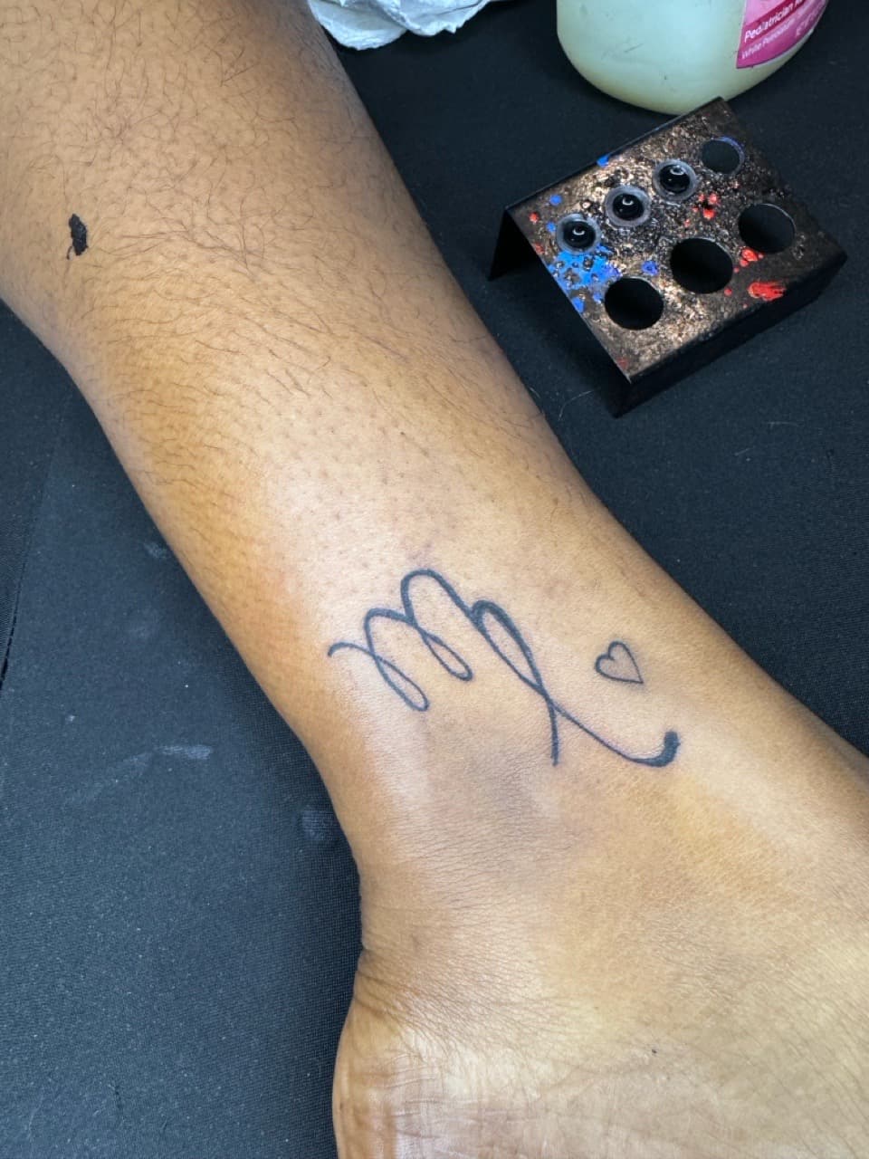 Fine Line + Minimalist heart tattoo on Ankle by InkByArtie on TattMe