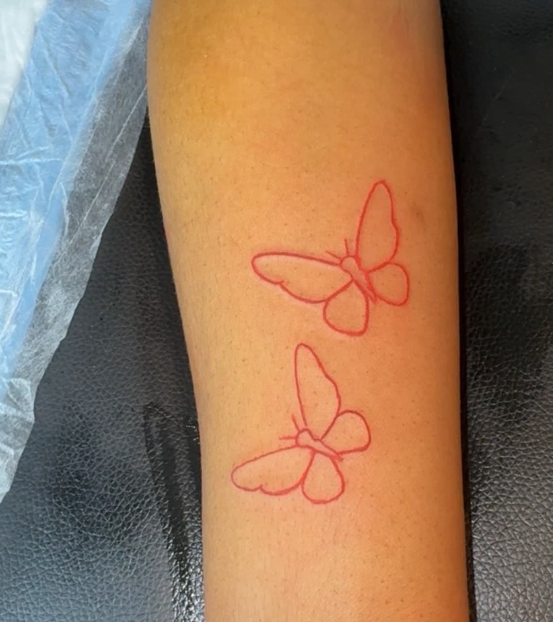 Fine Line + Minimalist butterflies tattoo on Forearm by InkByArtie on TattMe
