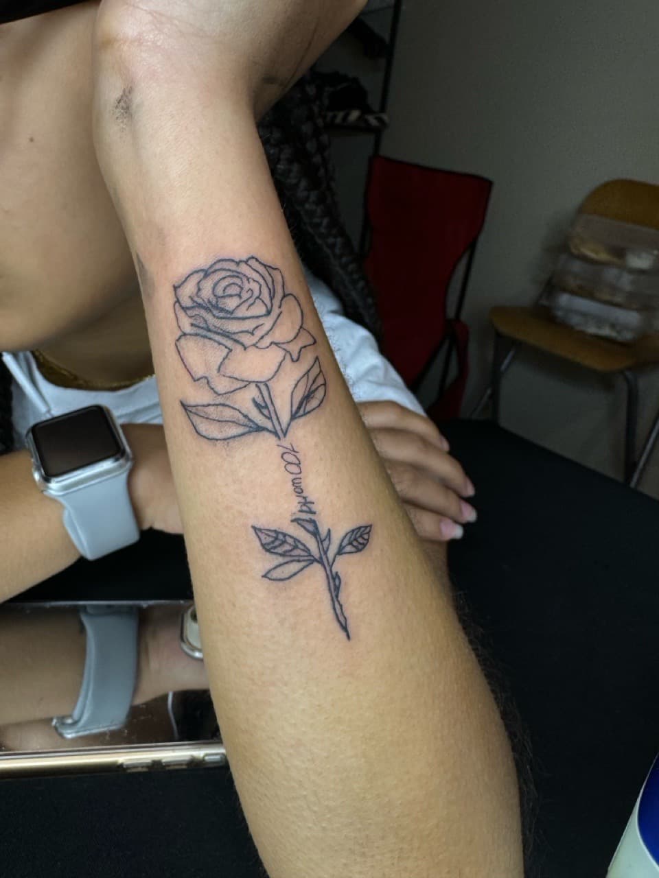 Fine Line + Line-work rose tattoo on Forearm by InkByArtie on TattMe