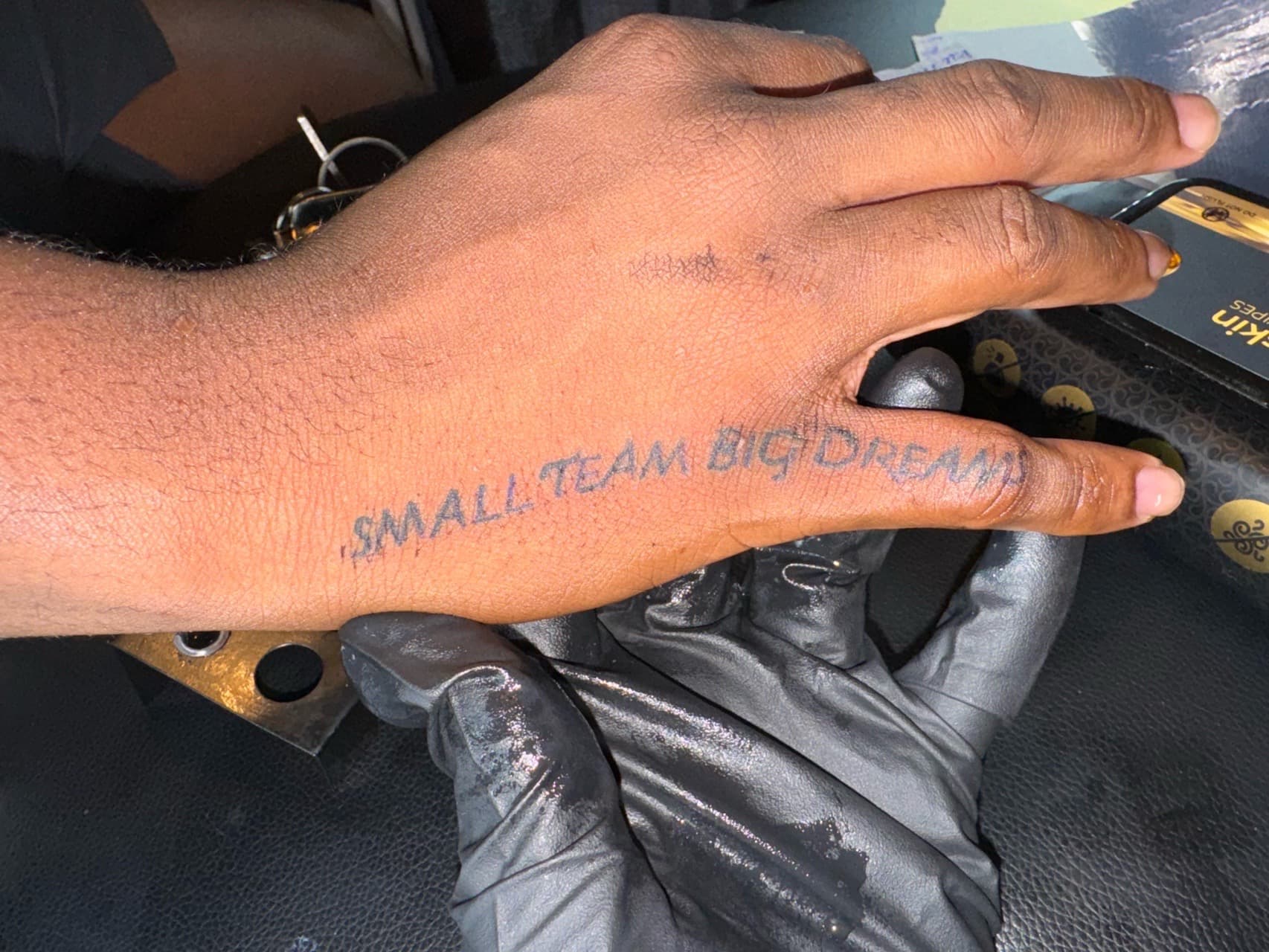 Lettering + Script words tattoo on Hand by InkByArtie on TattMe