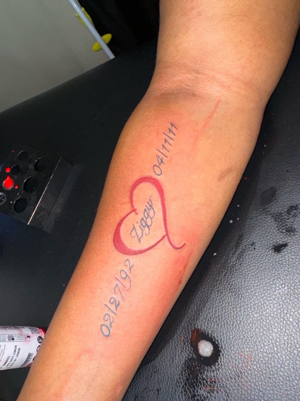 Lettering + Script heart tattoo on Forearm by InkByArtie on TattMe