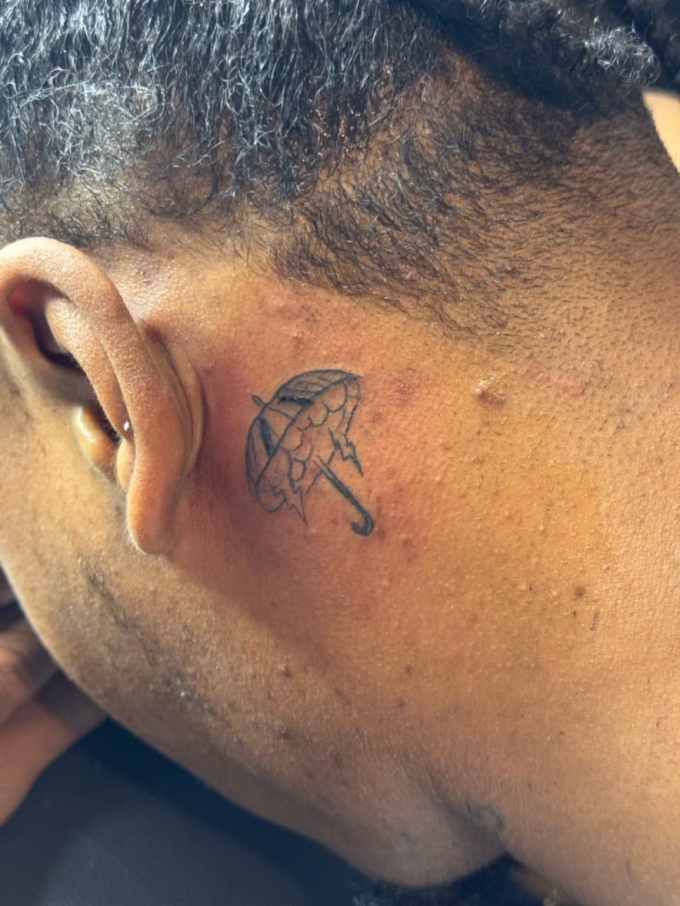 Fine Line + Black & Grey umbrella tattoo on Face by InkByArtie on TattMe