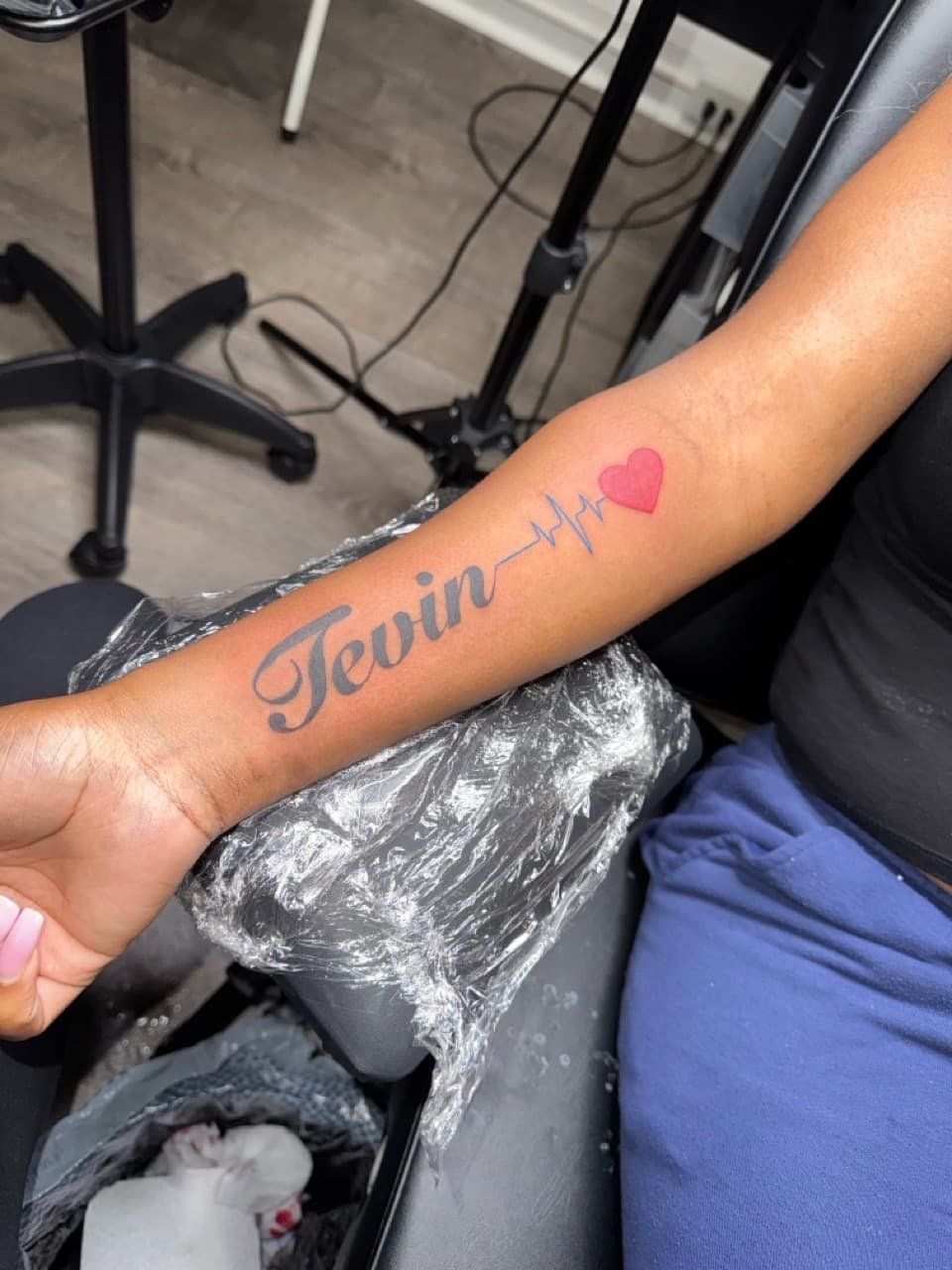 Lettering + Script heart tattoo on Forearm by InkByArtie on TattMe