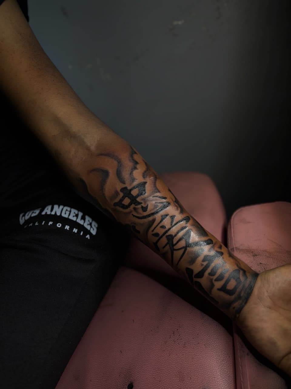 Lettering + Black-work characters tattoo on Forearm by Inkbyzaza on TattMe