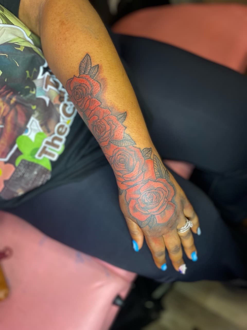Color + Floral roses tattoo on Forearm by Inkbyzaza on TattMe