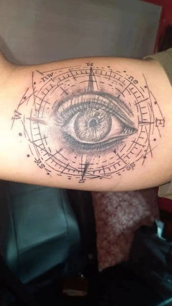 Black & Grey + Realism eye tattoo on Upper Arm by Alejandro_Calderon on TattMe