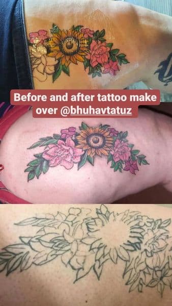 Floral + Color sunflower tattoo on Side (Torso) by Alejandro_Calderon on TattMe