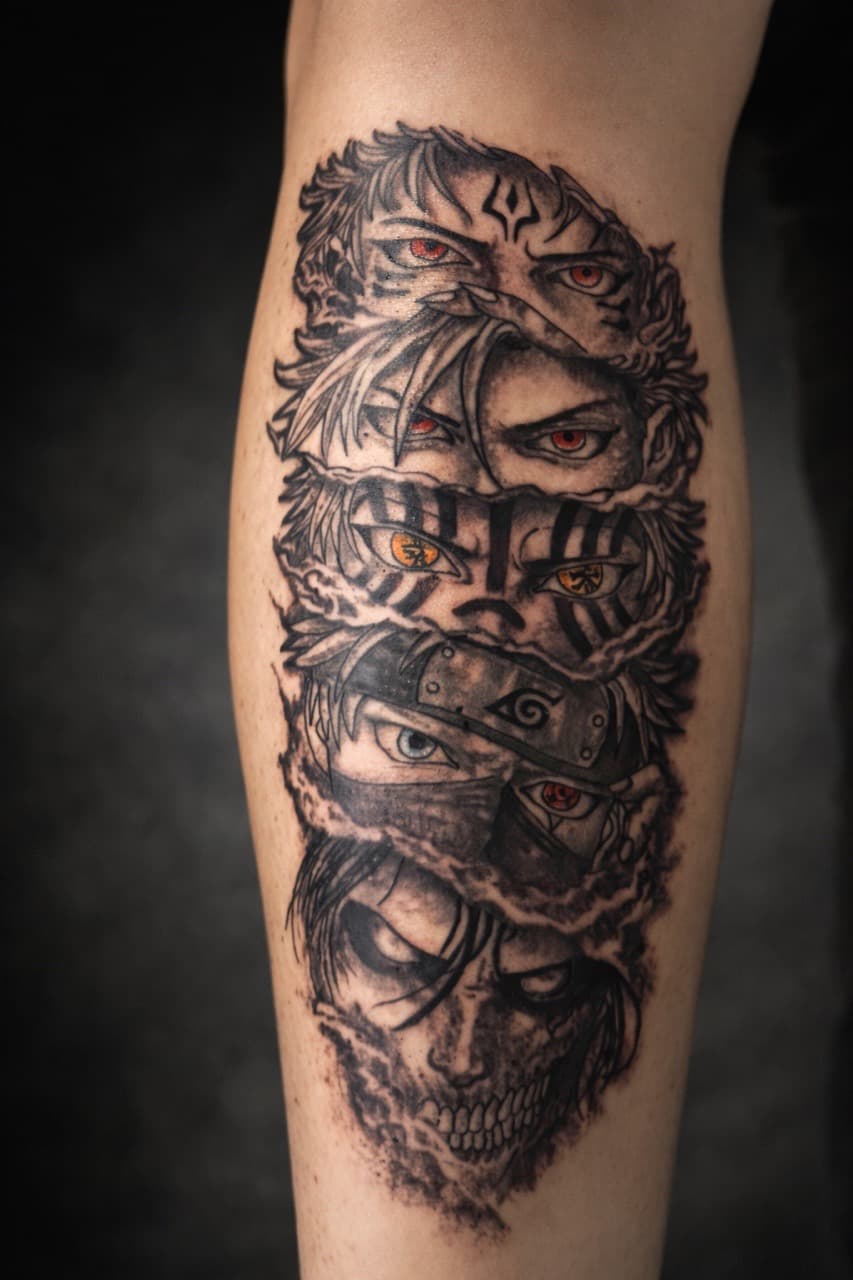 Anime + Illustrative manga tattoo on Calf by Tayylorjack_Tatts on TattMe