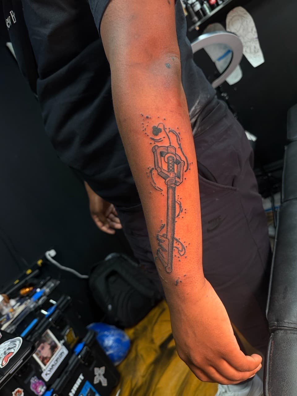 Black-work + Line-work keyblade tattoo on Forearm by inkbyt0ny on TattMe