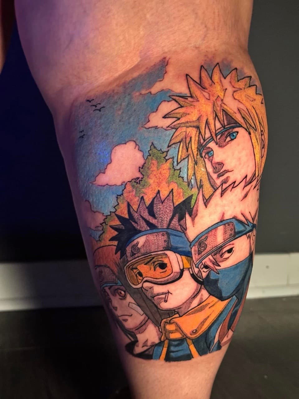 Anime + Color naruto tattoo on Thigh by inkbyt0ny on TattMe